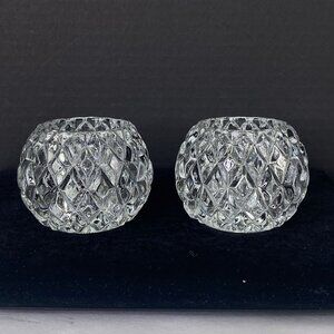 Partylite Rockport Crystal Clear Glass Votive Tealight Candle Holder Set Of 2